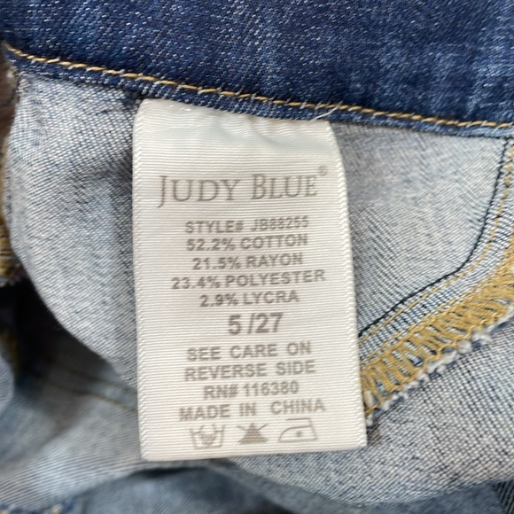 Judy Blue Pull-on Jeans Skinny Size 5 27 Destructed EUC - Picture 11 of 12